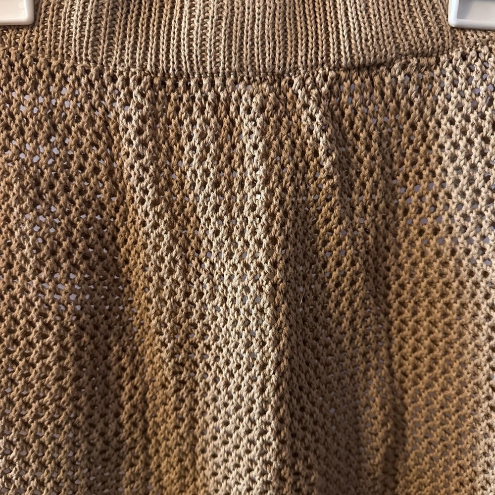 Knit Swimsuit Cover Up Fringe Tassel Skirt Taupe Brown M XS - Picture 4 of 4